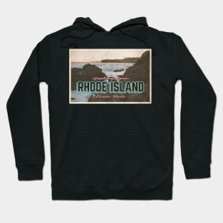 Greetings from Rhode Island - Vintage Travel Postcard Design Hoodie